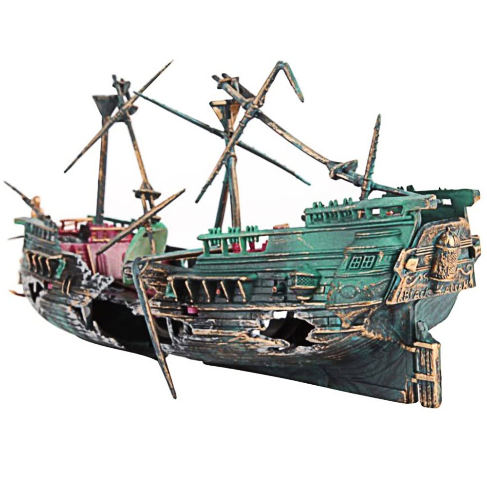 Acuario de peces, paisaje de Barco Pirata, barco de naufrago, decoración de barco de resina, ornamento, accesorios de decoración,