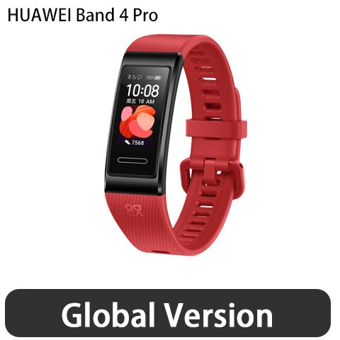 Huawei banda 4 pro gps banda inteligente metal quadro cor touchscreen oxigênio no sangue nadar sensor de freqüência cardíaca pulseira sono: Global red