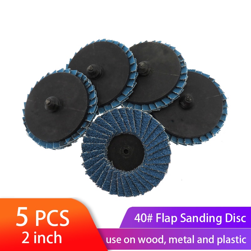2" 50mm Flap Disc Sanding Disk for Roloc Roll Lock 40 Grit Abrasive Tools Fits Polishing Metal Iron Rust Removal Grinding Wheel