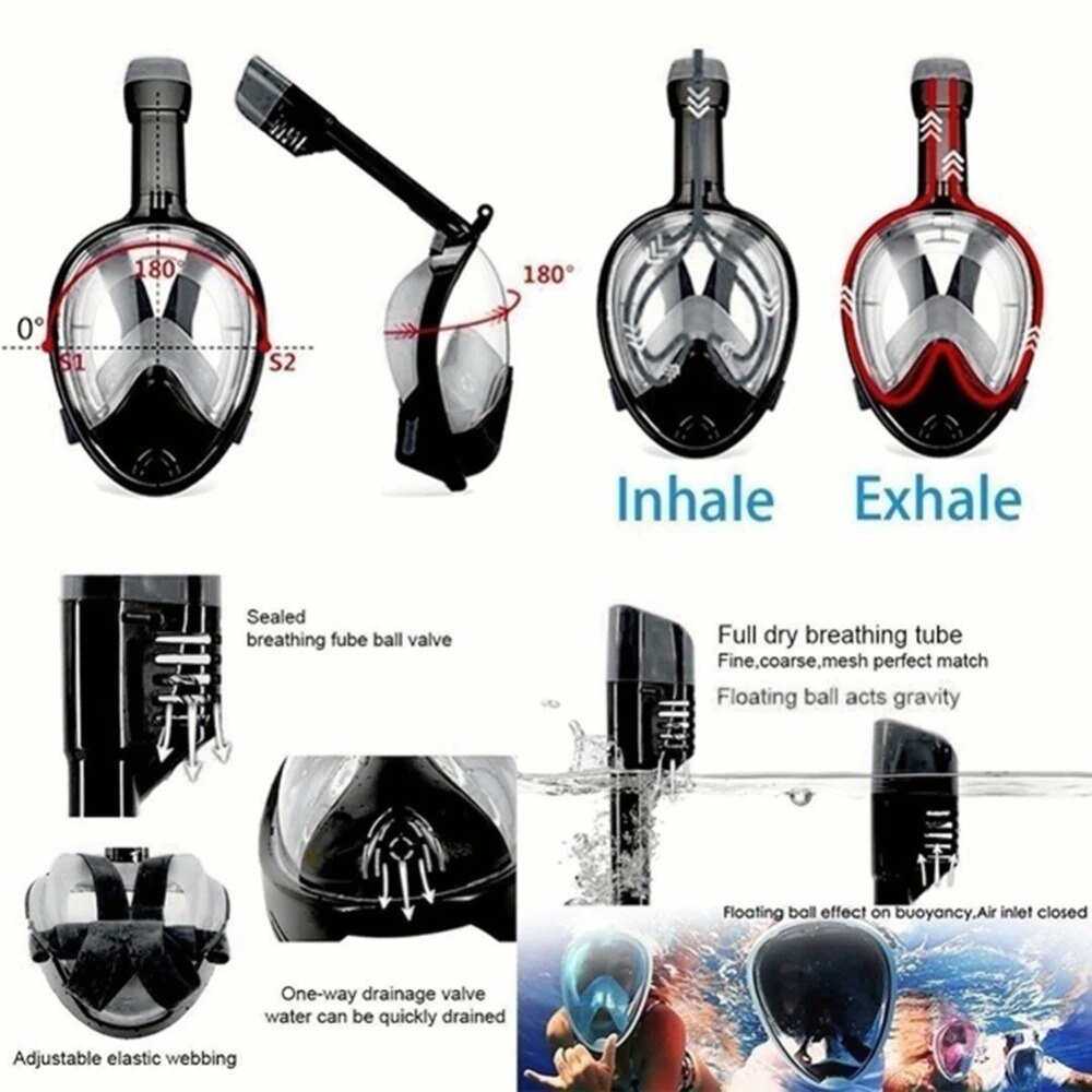 Scuba Diving Mask Full Face Snorkeling Mask Underwater Anti Fog Snorkeling Diving Mask For Swimming Spearfishing Dive