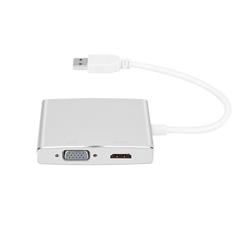 USB 3.0 to DVI VGA HDMI HD LAN Ethernet RJ45 Gigabit 4 IN 1 Converter Adapter USB Hubs