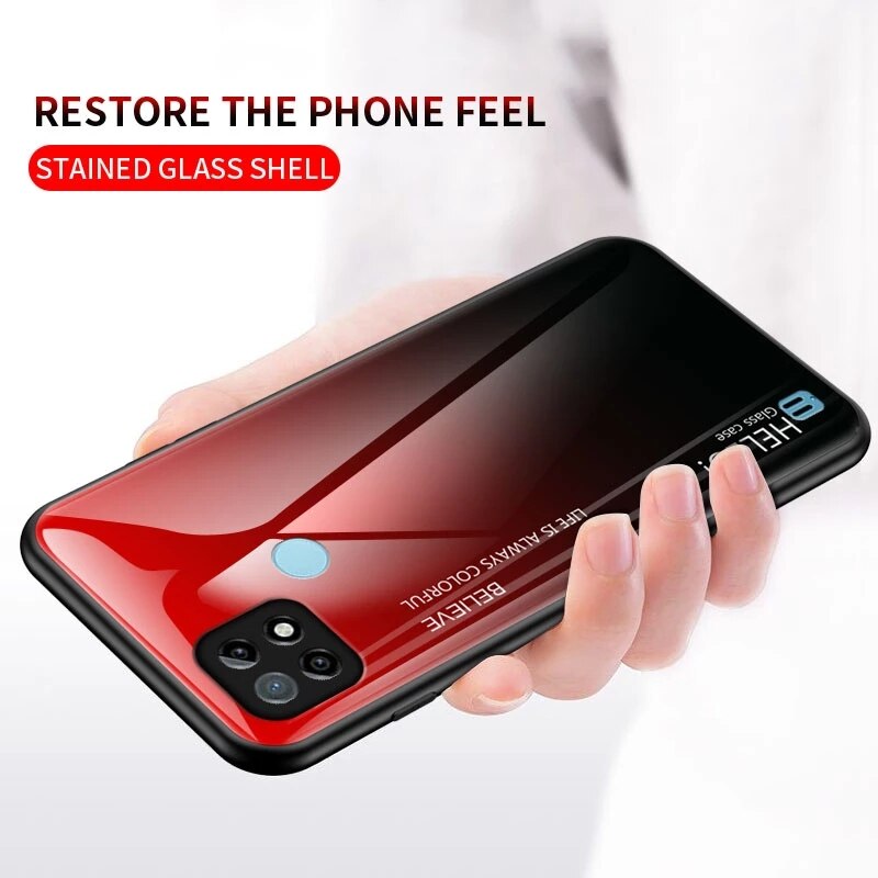 Luxe Gradiënt Gehard Glas Telefoon Case Voor Realme C21 Back Cover Hard Armor Bumper Voor Oppo Realme C21 C 21 6.5 ''RealmeC21