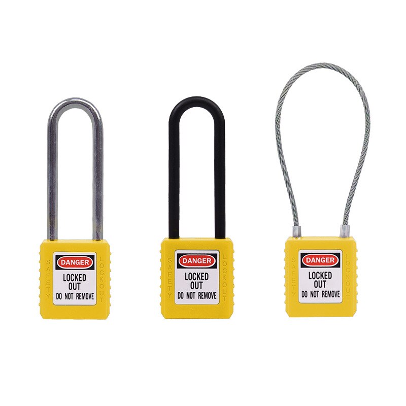 1pcs ABS lock security padlock plastic shackle safety padlock 76mm nylon non conductive safety padlock, with 2 unique key
