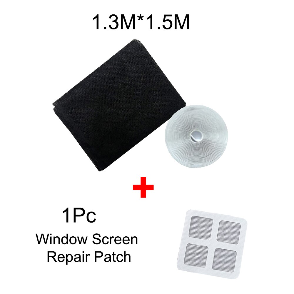 Window Screen Mosquito Net Curtain Fly Mosquito Window Net Mesh Indoor Insect Fly Screen Curtain Mesh Bug Net with Tape: 1PC 1.3Mx1.5M Black