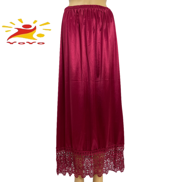Jupon demi-long en dentelle pour femmes, , sous-jupe, dentelle, vêtements d&#39;intérieur, robe courte, jupon, HB122: Claret