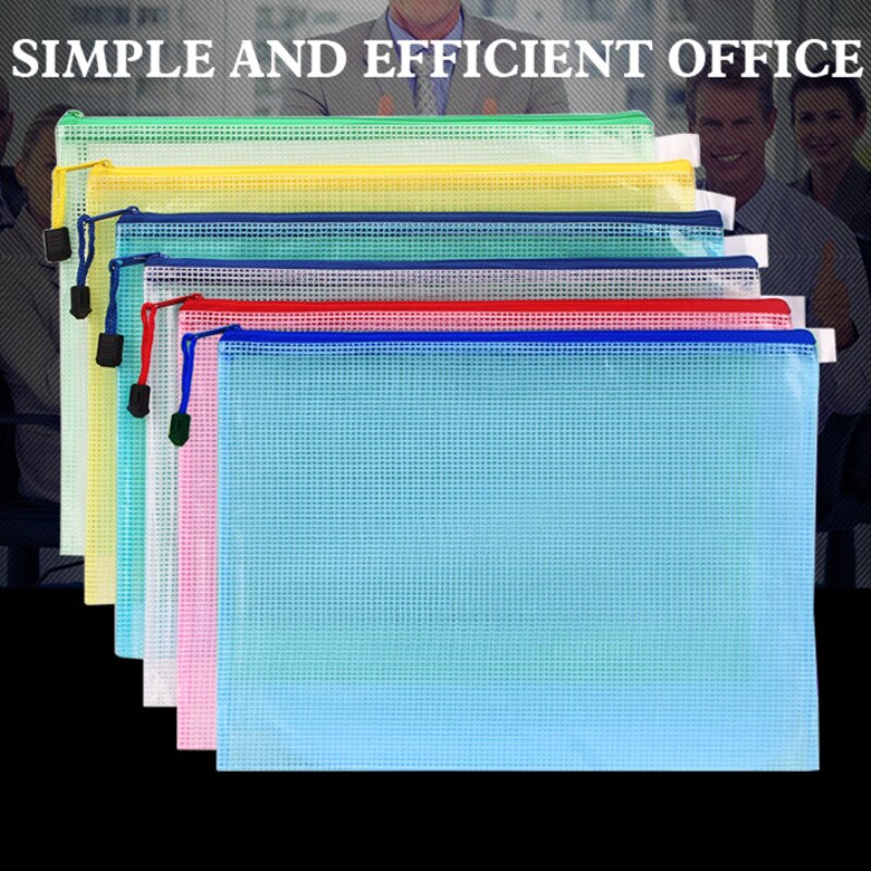 1pcs A3 A4 A5 A6 Waterproof Plastic Zipper Paper File Folder Book Pencil Pen Case Bag File document bags office student supply