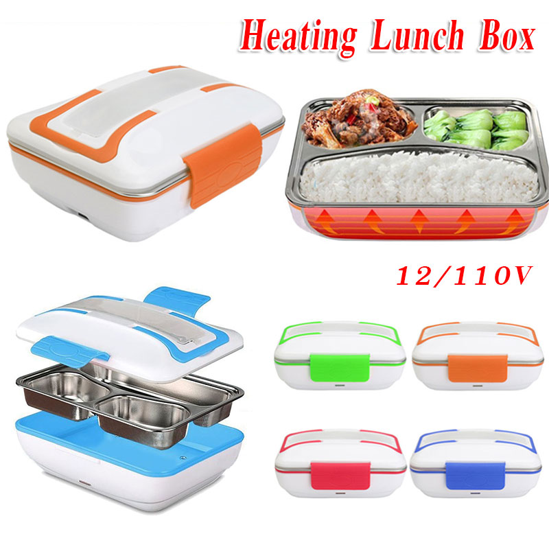 110V/12V Portable Electric Heating Lunch Box Food Warmer Heater Container & LunchBox