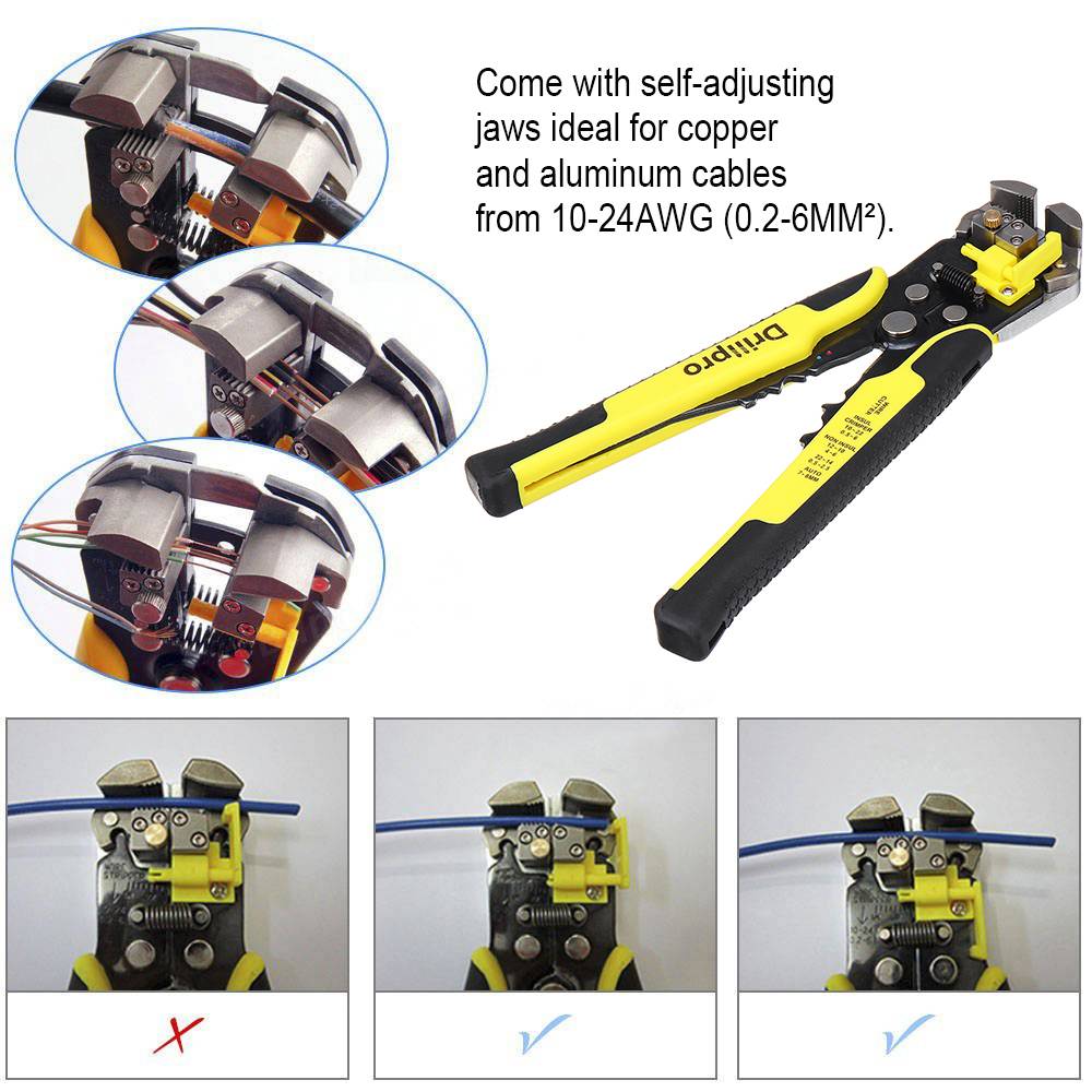 Drillpro Automatische Wire Stripper Crimper Cable Cutter Stripper Gereedschap Krimptang Terminal Tool Voor 0.2-6 Vierkante Mm