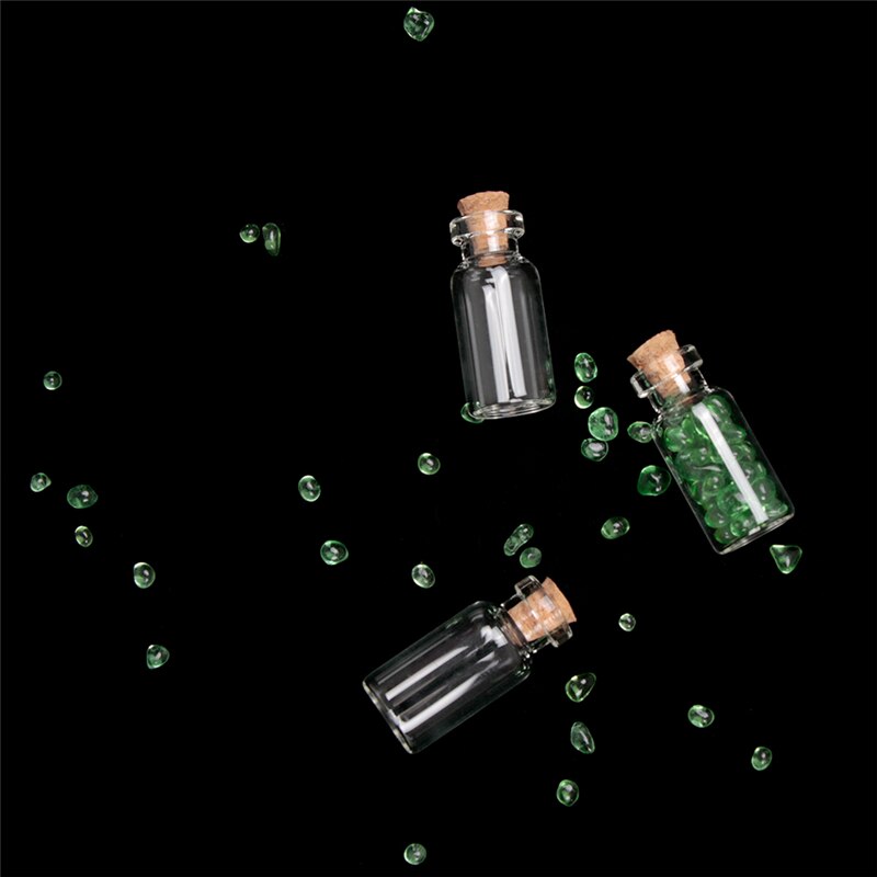 Mini vaso de 10ml de Uds. 1/3/5/10, pequeño tapón de corcho transparente, botellas de deseos, frasco de vidrio transparente, tapón de corcho para recuerdo