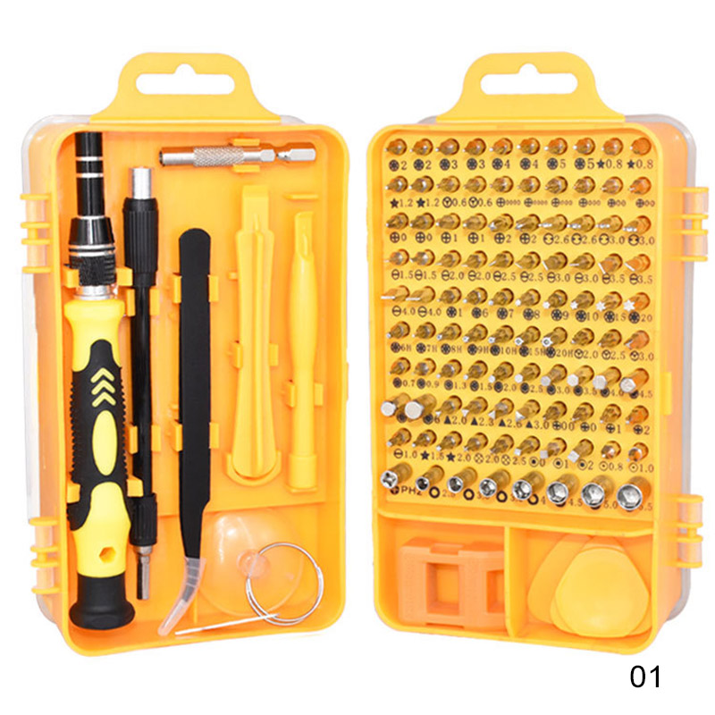 110 In 1 Mobile Phone Notebook Watch PC PDA Housings MP3 Player Repair Disassembly Screwdriver Set Maintain Combination Tool: Yellow