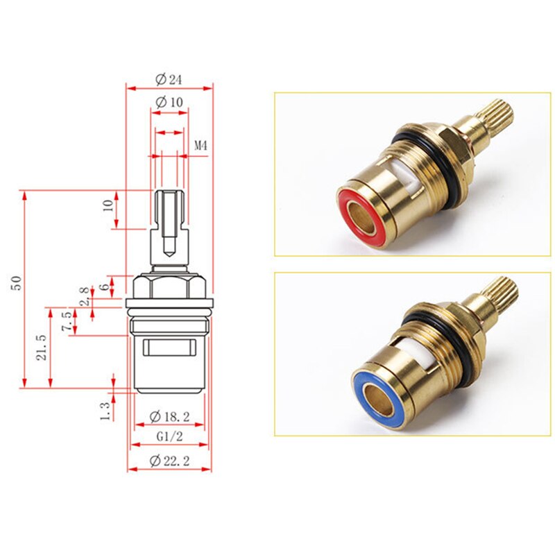 Newest 2 Pcs Replacement Tap Valves Ceramic Disc Gland Brass 20 Teeth 1/2 Inch Accessories