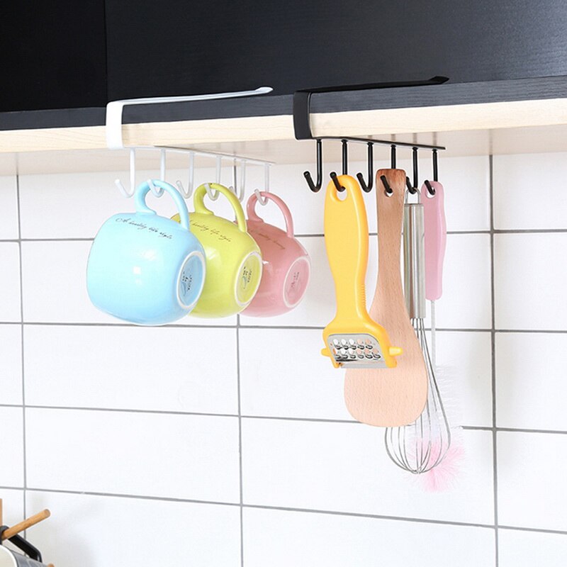 CYSINCOS Cupboard Hanging Hook Rack Kitchen Storage Shelf Organizer Closet Clothes Shelf Glass Mug Holder Wardrobe Hanger