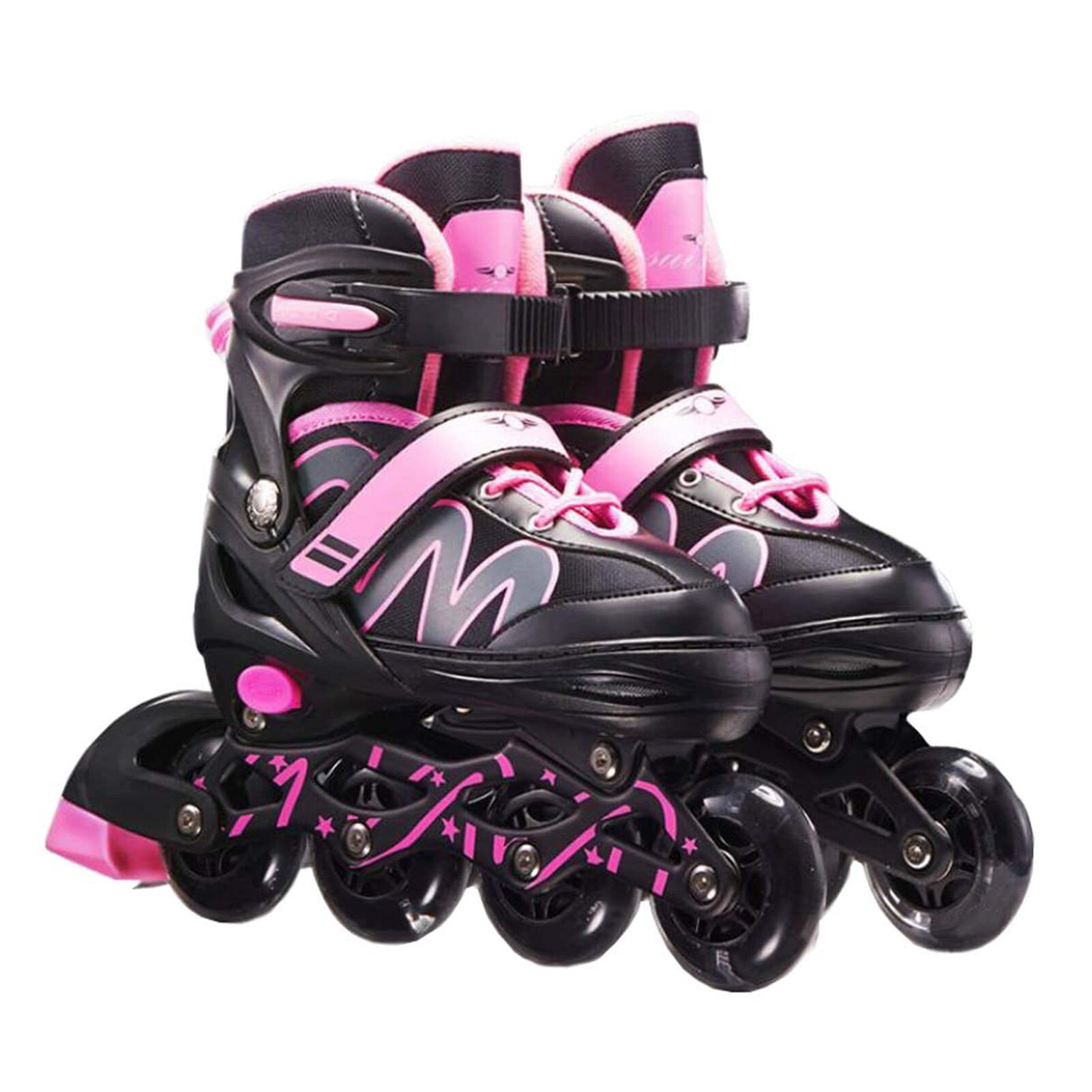 Beginner Inline Skates Adjustable Breathable Unisex Roller Skates For Kids Adults: Pink / L