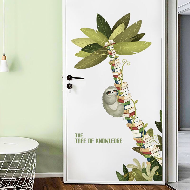 Lazy Book Cartoon Tree Modeling Decorative Painting TV Background Wall Study Wall Layout for Children's