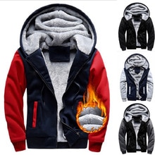 Men Hoodies Thick Warm Fleece Fur Lined Hoodie Zip Up Winter Coat Jacket Sweatshirt Tops Sportwear Men L-3XL