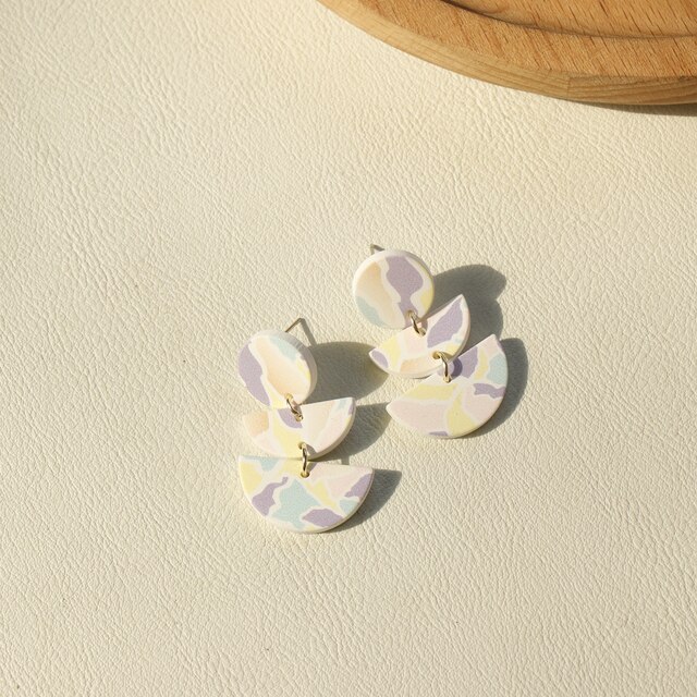 2022 Spring Gradient Purple Acrylic Earrings for Women Geometric Round Semicircle Long Dangle Earrings Jewelry