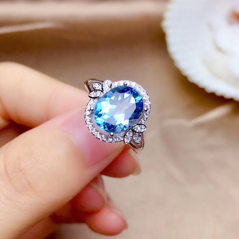 14k ouro branco anel de safira natural para mulher fina anillos de bizuteria anillos mujer gemstone azul topázio anel de casamento feminino: 10