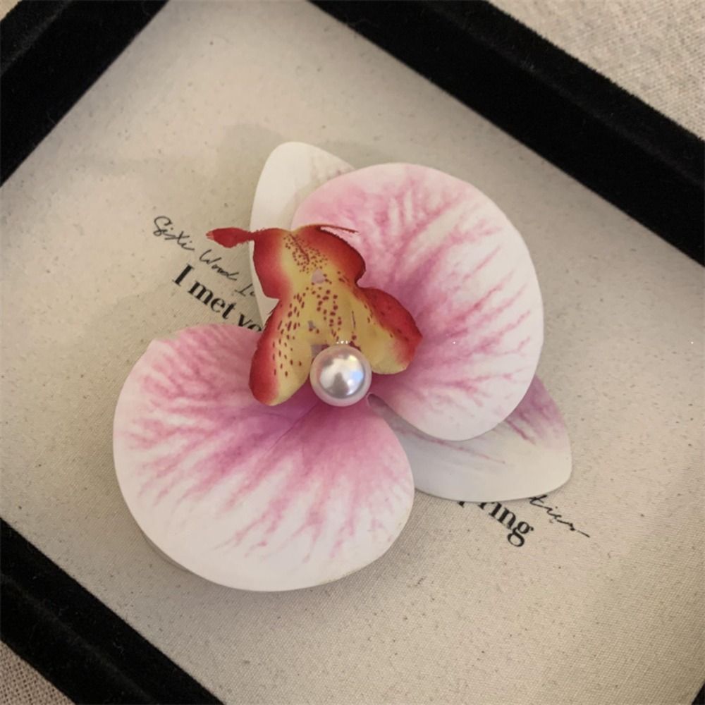 Accesorios para el cabello Clip para el cabello de flores, adorno para el cabello, horquilla de Orquídea rosa, pasadores laterales, tocado, pasadores bohemios: Beige