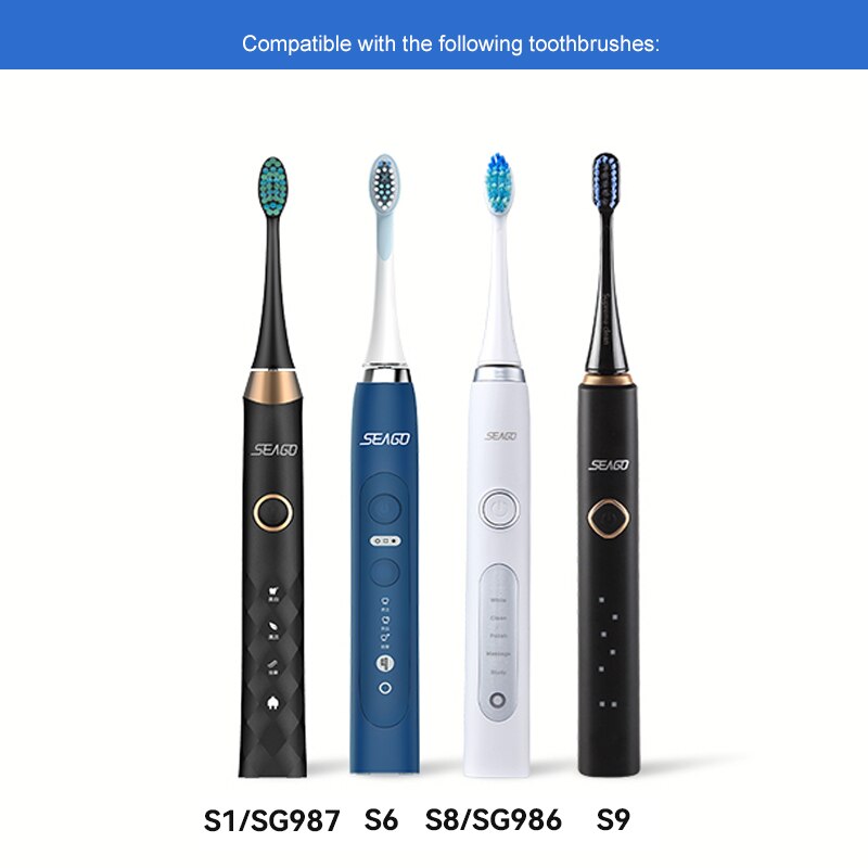 4pcs/lot SEAGO Replacement Brush Head for SG986/SG987/S1/S6/S8/S9 Soft Bristles Electric Toothbrush Heads Original Teeth Whiten