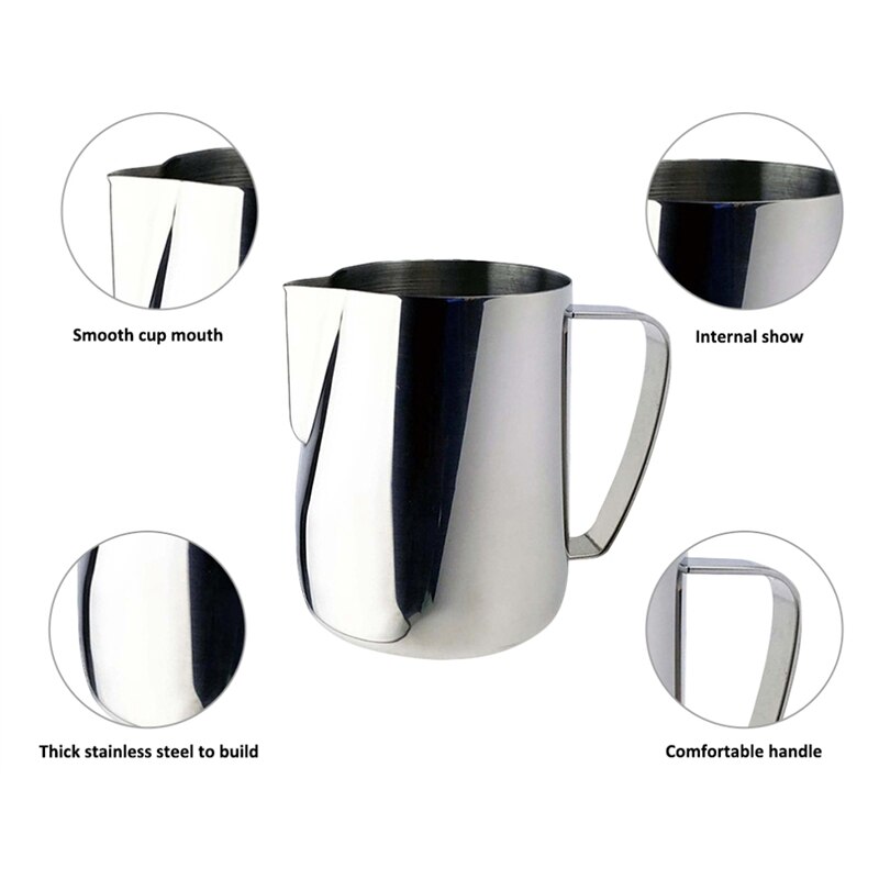 Maitokannu 350ml ruostumatonta terästä vaahdotuskannu pull kukka kuppi kahvi maidonvaahdotin latte art maitovaahto työkalu kahviastia