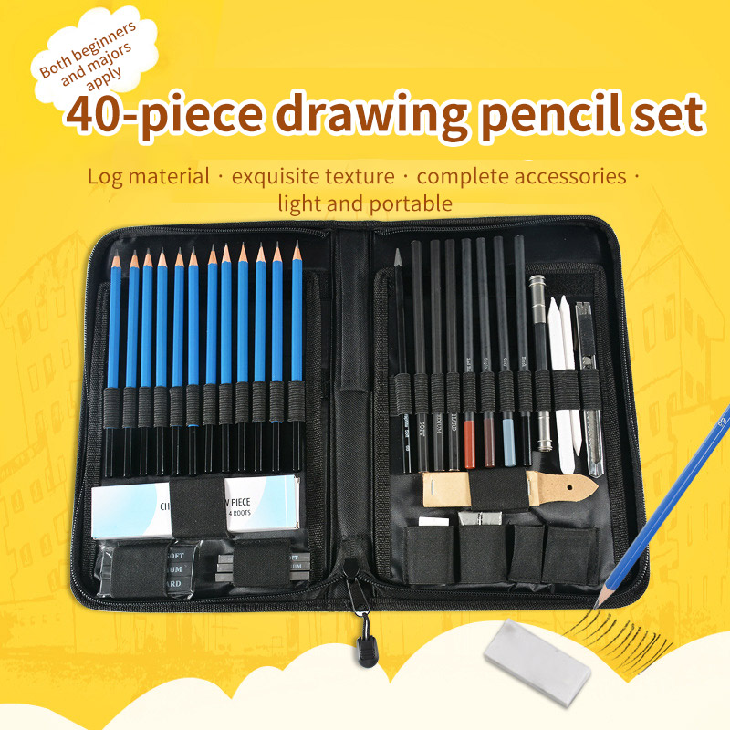 40pcs Sketching Drawing Set Art Pencil Kit Artists Graphite Charcoal Sketching Drawing Set