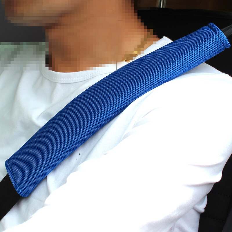 2 Stuks Ademende Auto Veiligheidsgordel Voor Auto Cover Seat Belt Schouderstuk Auto Gordel Beschermende Riem Pad Accessoires interieur: blue