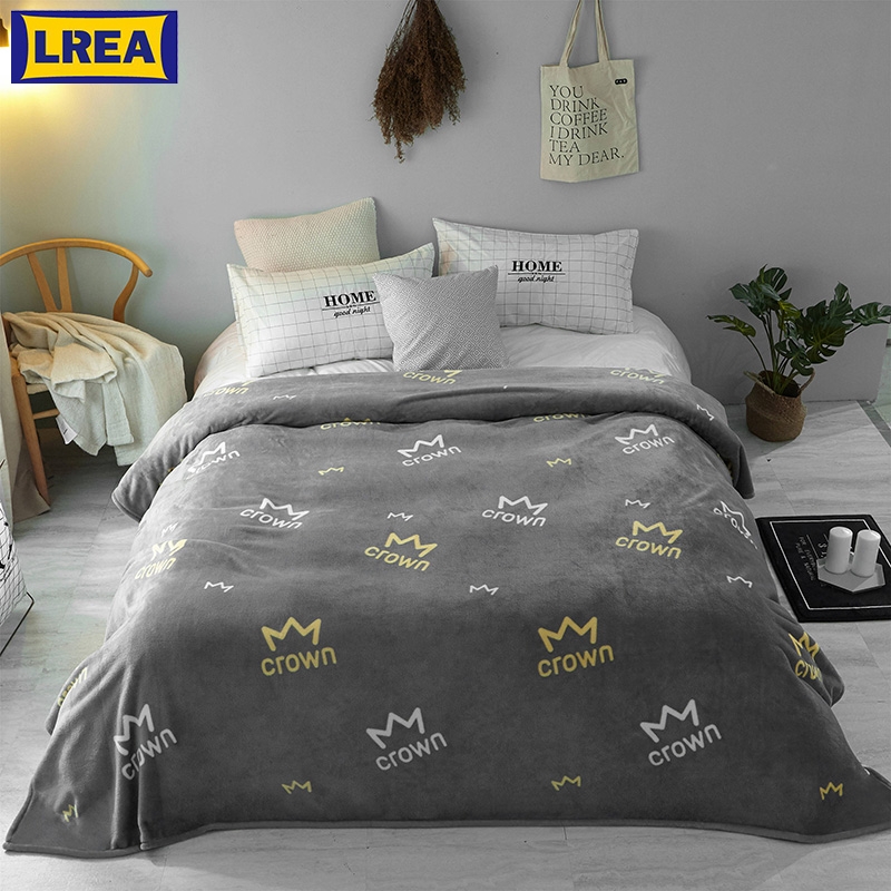 LREA thuis textiel grijs comfotable en zacht koraal fleece stof deken voor sofa warm sprei deken cover op het bed