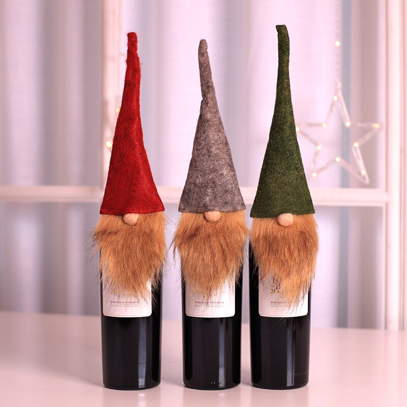 Juledekorationer rudolf vinflaske poser champagne pailletter indehavere julemanden xmas hjem middagsselskab borddekorer