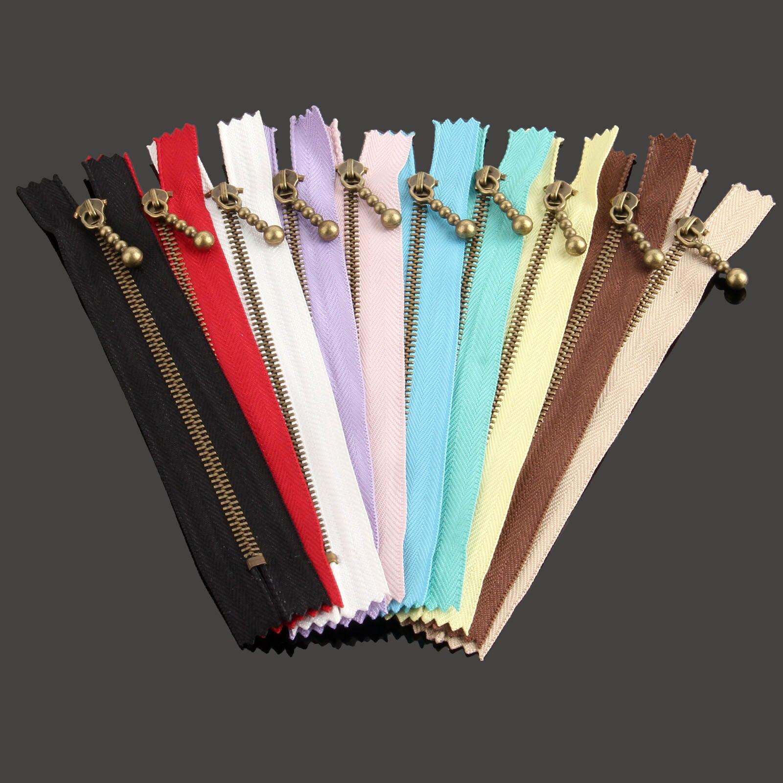 Dophee 10PCS 3 # Bronze Zipper Hand DIY 15/20/30/40cm Metal Zipper Sewing Tools for Clothing Accessories