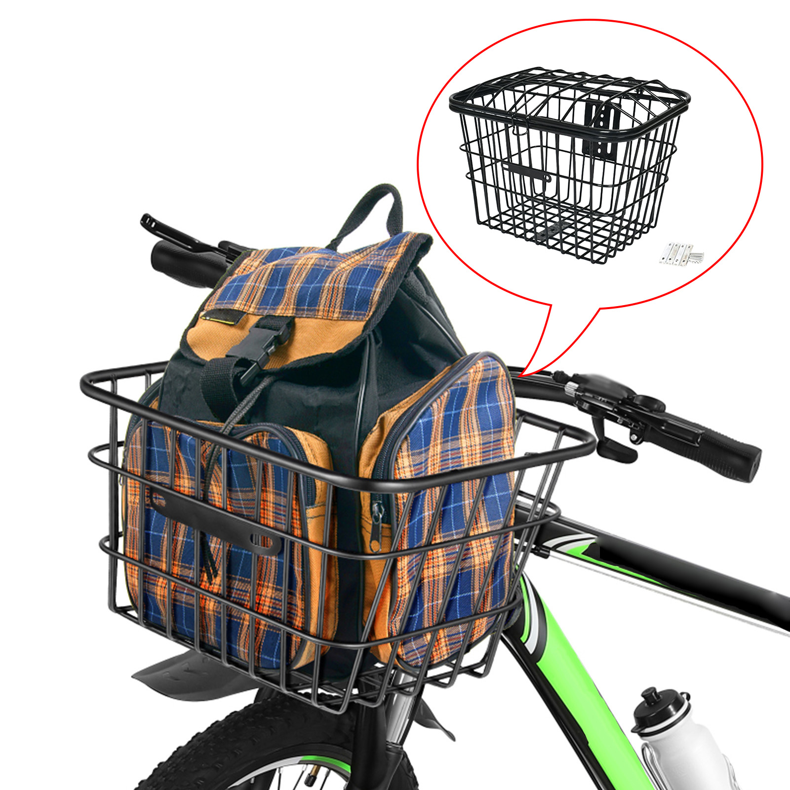 VEVOR Fietsmand Van Metaaldraad – 22 Kg Draagvermogen – Met Reflecterend Achterlicht En Waterdichte Hoes – Voor Achterdrager