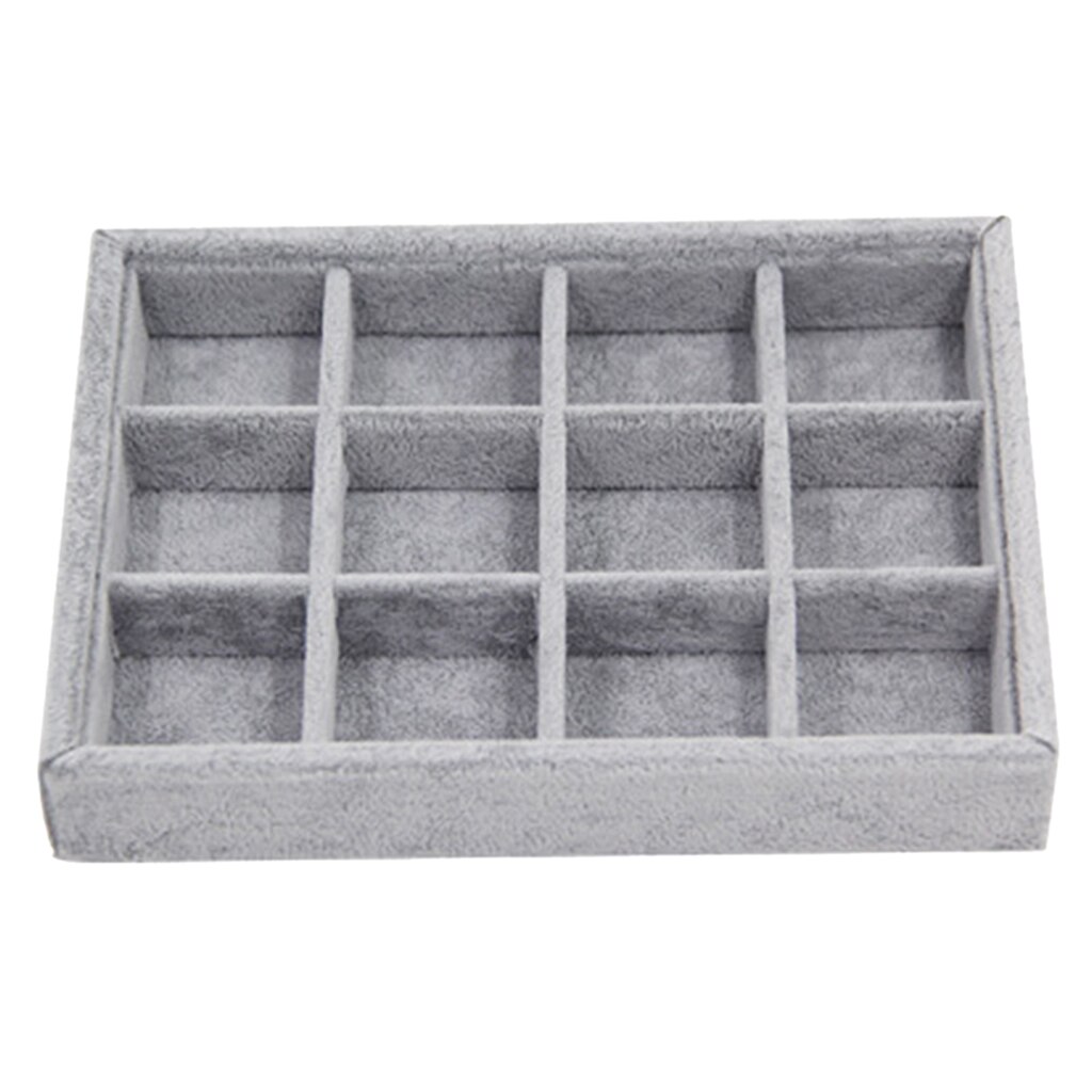 Stackable Velvet Jewelry Tray for Earring Necklace Bracelet Ring Organizer Display Storage Box Jewelry Packaging: 12 Grid
