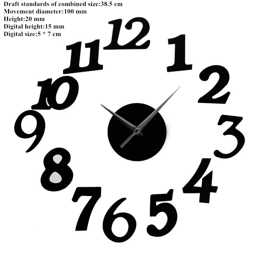 Modern Digital 3D LED Wall Clock USB Large Alarm Clock Snooze 12/24 Hour Display: black