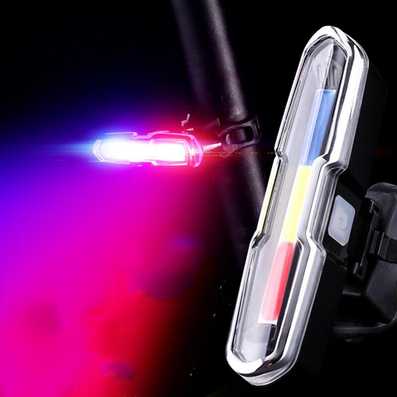 Fietslicht Fiets Fietsen Waterdichte Lithium Batterij Led Fiets Achterlicht Fietshelm Light Lamp Mount Fiets Accessoires: Red White blue