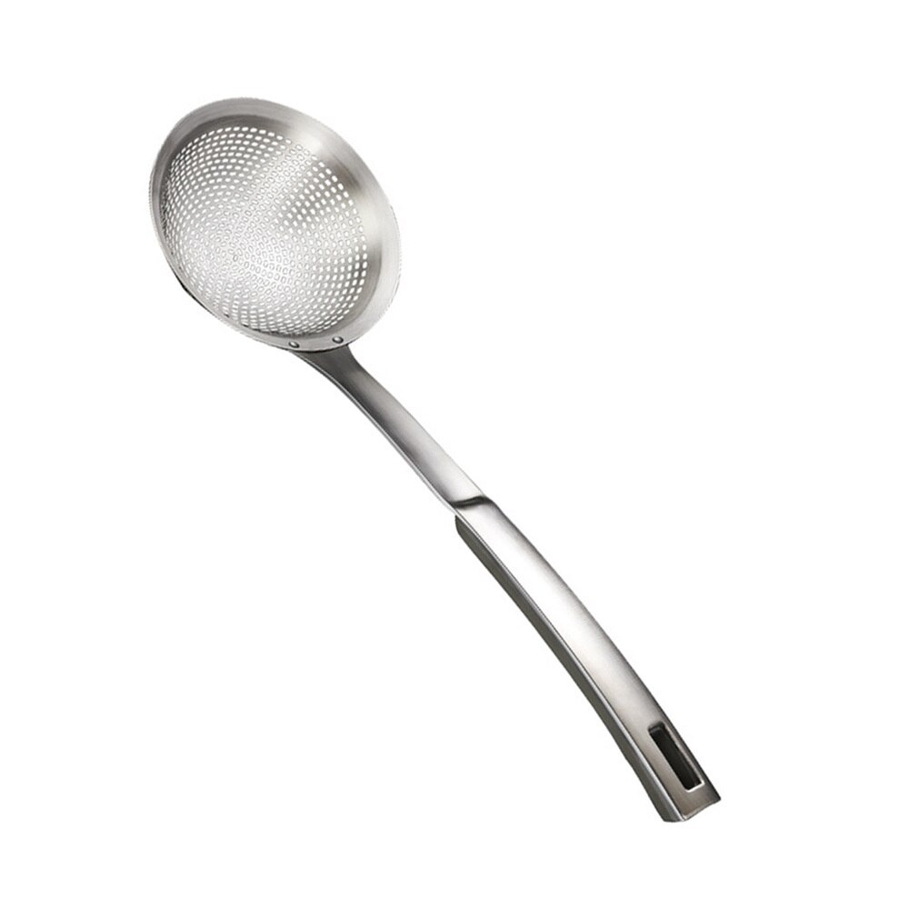 Rustfrit stål dørslag scoop gryde hulske mad serveringsske til nudler dumplings (lille størrelse)