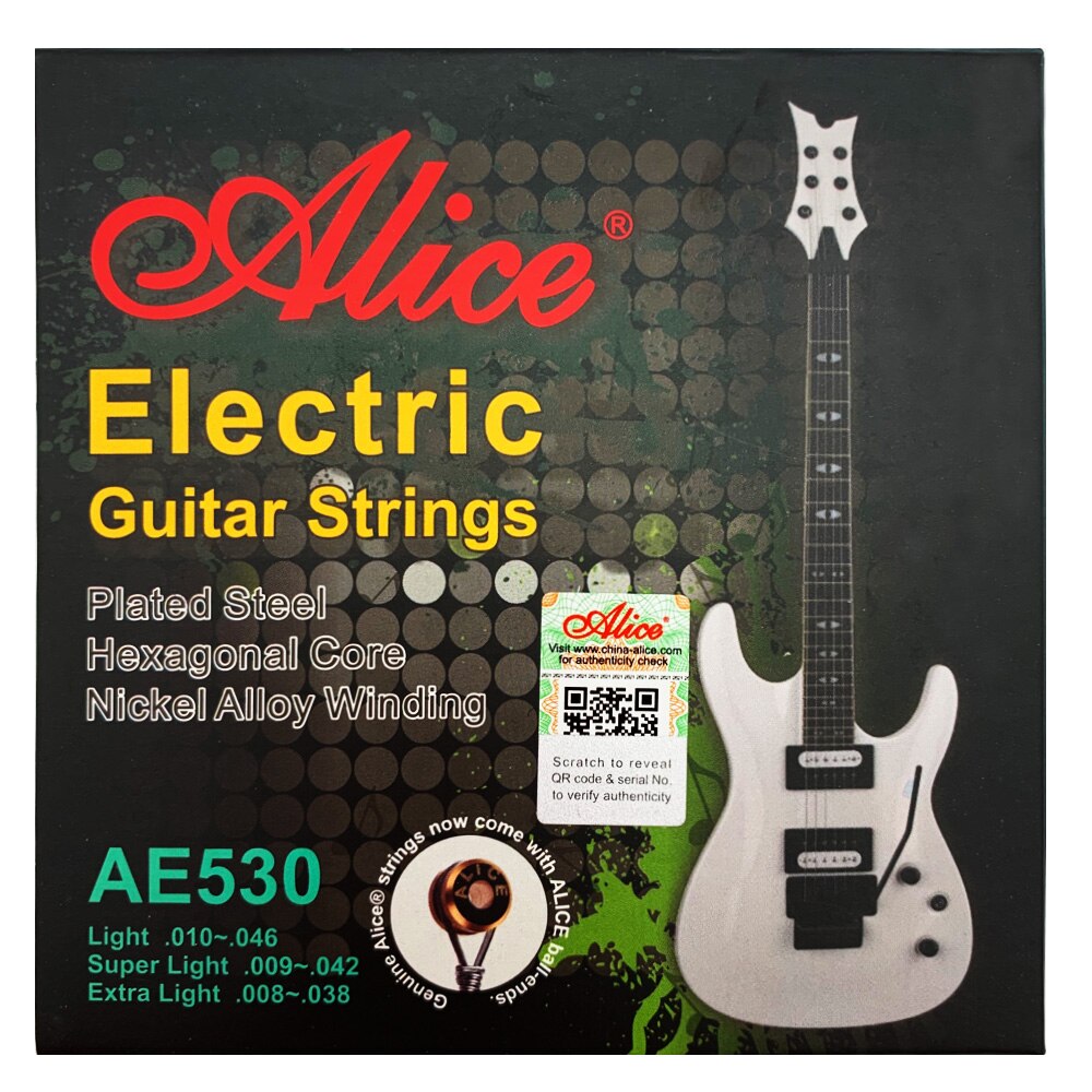 Alice AE530 Elektrische Gitaar Snaren 1st-6th Set Plated Staal Zeshoekige Core Nikkel Legering Kronkelende Licht Super Extra
