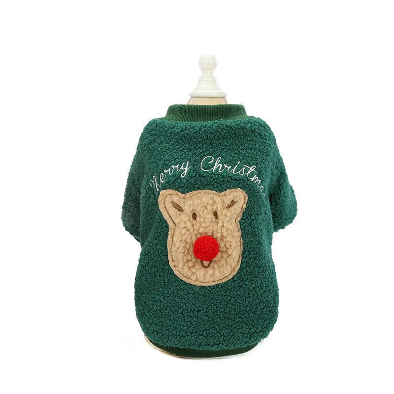 Weihnachten Elch Welpen Hund Jacke Overall Winter Warme Haustier Kleidung für Kleine Hunde Chihuahua Yorkies Katze Overall Mascotas Kleidung: Grün Pullover / M