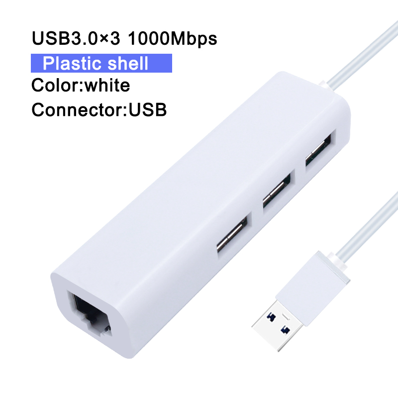 USB Hub 3.0 2.0 USB Ethernet RJ45 Hub100M/1000M Ethernet Adapter Multiple Expander Hub Network Card For Macbook Windows PC: White USB3.0 1000M