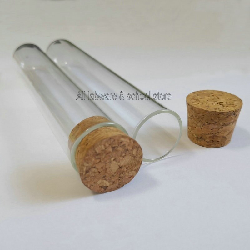 Lab 25 x 150mm glasrundbottnade glasrör förtjockar 1.5mm små flaskor med kork