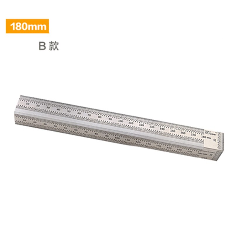 Hög precision skala linjal t-typ hål linjal rostfritt träbearbetning skribb markera linjemätare snickare mätverktyg: 180mm b