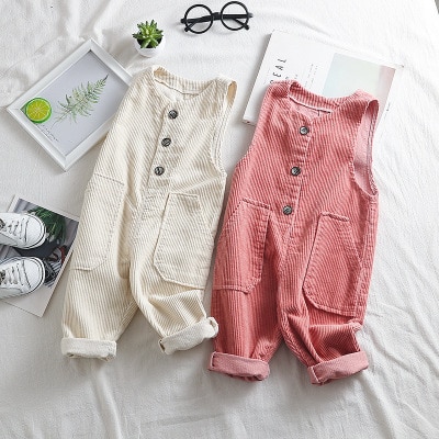 Barnoverall höst barnkläder baby manchester overall koreansk stil flickoverall jumpsuit byxor 2-6y