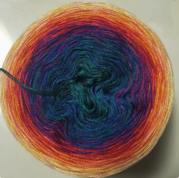 300g Rainbow Gradient Color Cake Yarn Organic Cotton Blend Yarn Segmented splicing line DIY Scarf Shawl Skirt Wool Yarn Crochet: Silver