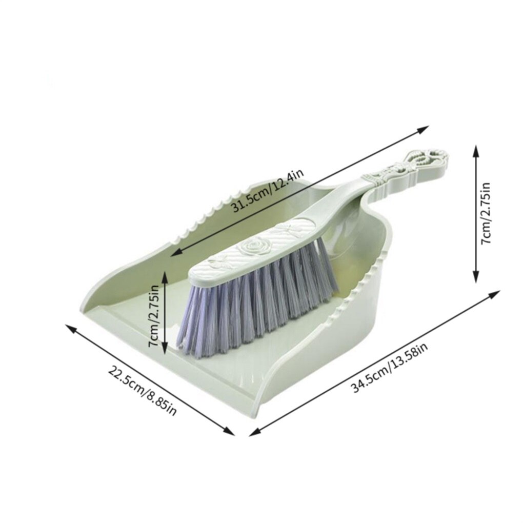 Broom Dustpan Set Mini Portable Plastic Dust Pan Brush for Desktop Keyboard Table Desk Mini Cleaning Tools: Green