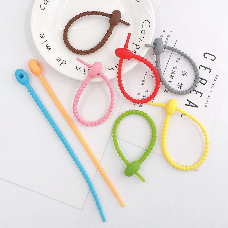 Fascette per alimenti riutilizzabili in Silicone da 5 pezzi fascette per borse a spirale fascette per cavi autobloccanti ecologiche