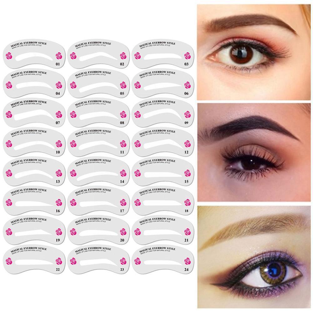 Conjunto de tarjeta para cejas, herramienta para cejas, conjunto de plantillas de ayuda reutilizables, belleza, 24 unidades, D6F6