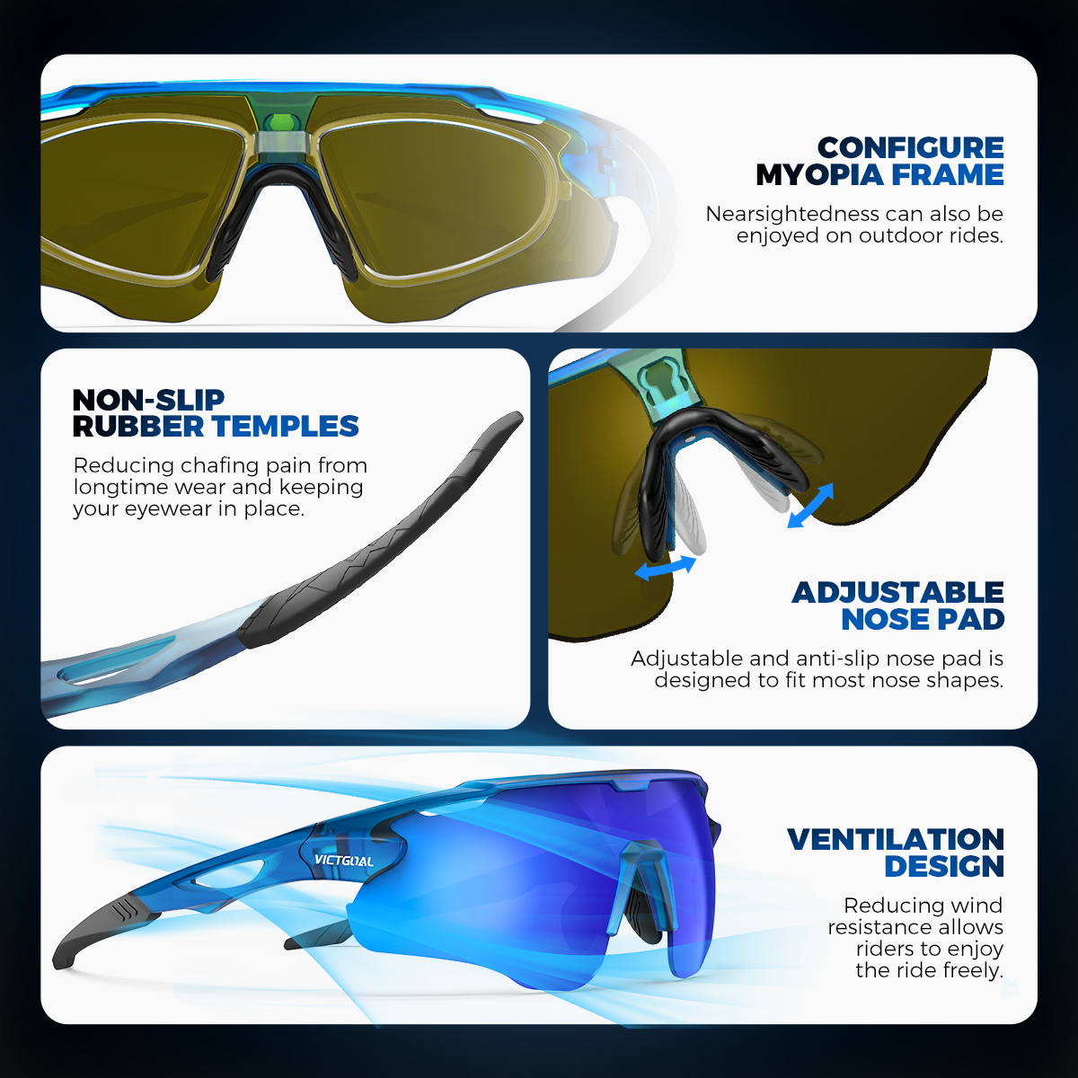 VICTGOAL Gepolariseerde bril Fietszonnebril UV400 Sport MTB Bergwegfiets TR90 Brillen Fietsbril Rijden Vissen