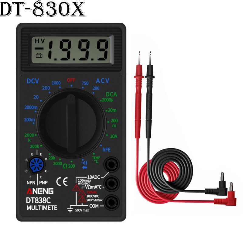 LCD Digital Multimeter M1 A830L Portable Multimeters Handheld Tester Intelligent Ammeter Voltmeter Ohmmeter With Test Lead: H