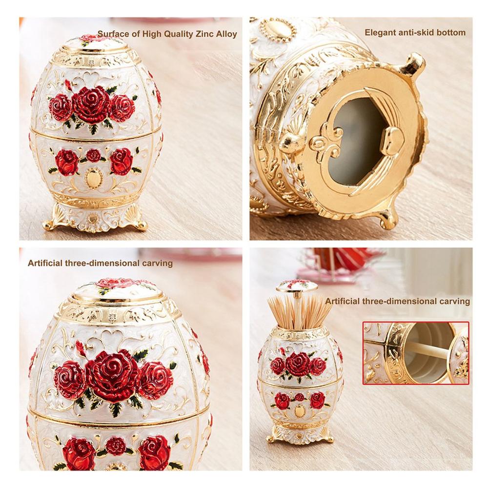 Metal Zinc Alloy Toothpick Holder Flower Pattern Holder Metal Toothpick Dispenser Box Organizer Bar Hotel Usage