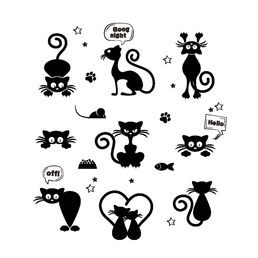 Lovely Cat Light Switch Wall Stickers Home Decor Cartoon Animals Wall Decal Art: Default Title