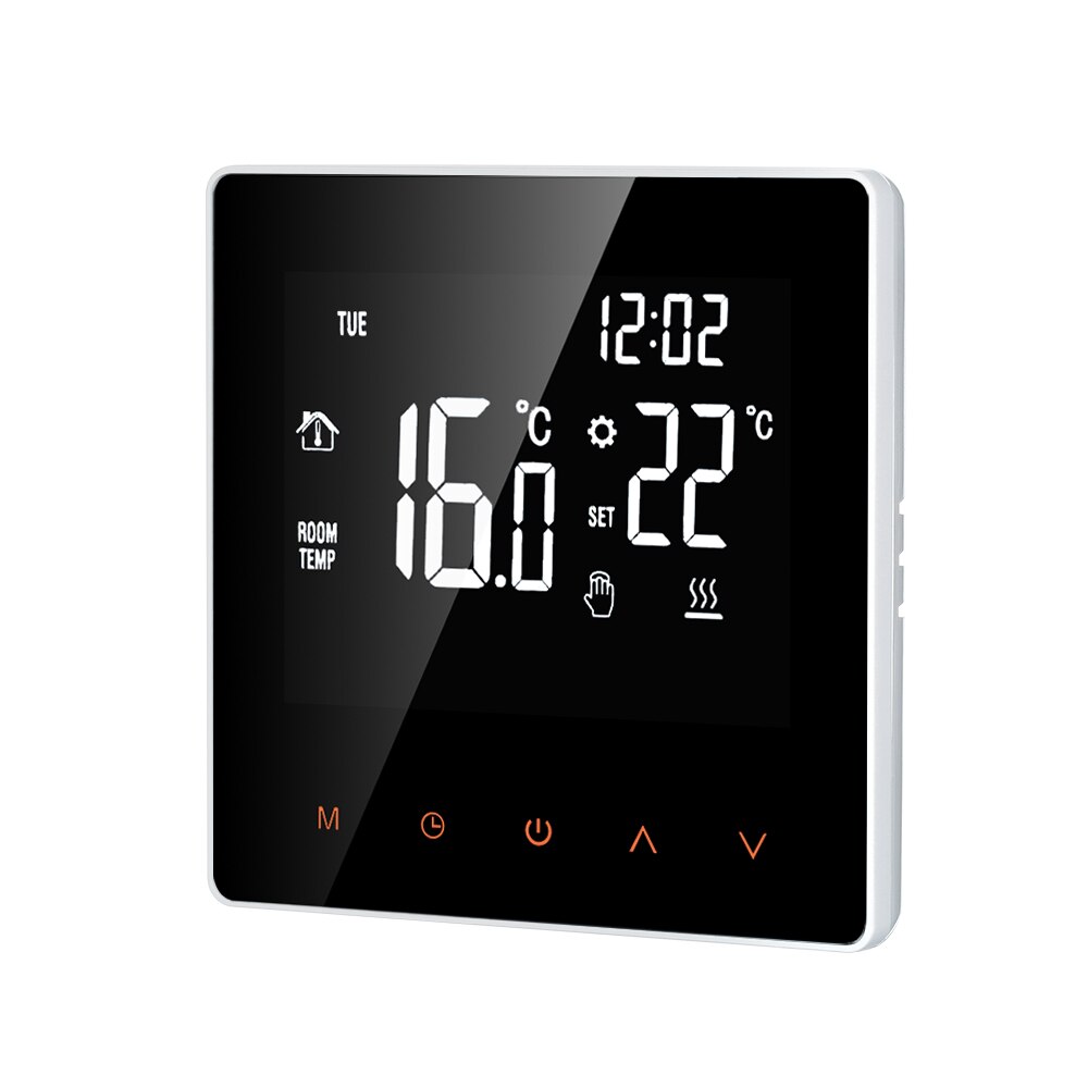Wi-Fi Smart Digital Temperature Thermostat Controller APP Control LCD DisplayTouch Screen Week Programmable Electric: White No Wi-Fi