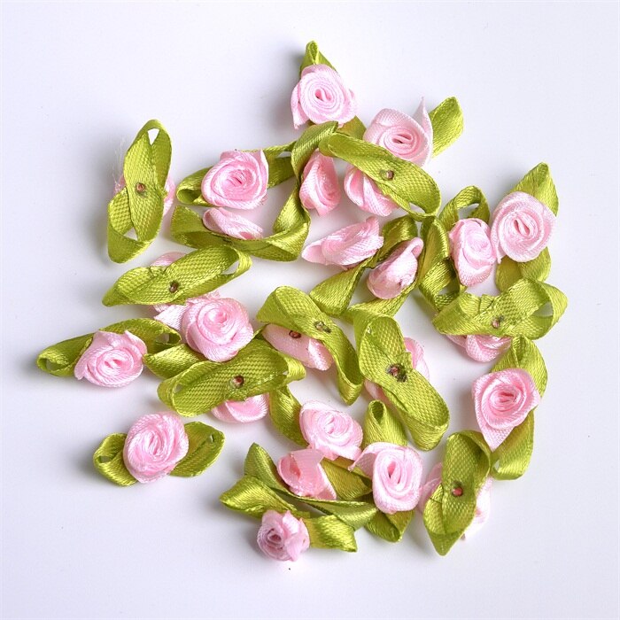Mini Roses artificielles en soie, 500 pièces, 1.5cm, ruban en Satin, fleurs, fait à la main, décoration de mariage: Light pink